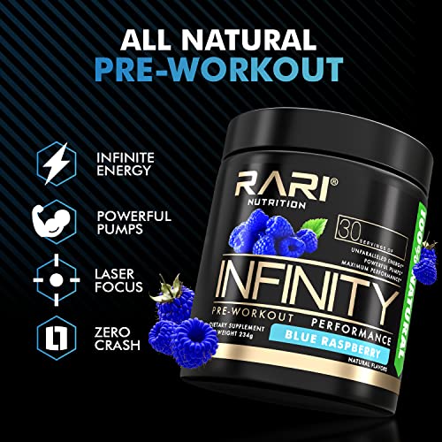 Rari Nutrition Lean Muscle Stack - Infinity Preworkout Powder (Blue Raspberry) + Creatine Monohydrate #TOP3