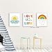 KAIRNE Colorful Rainbow And Sunshine Quotes Art Print,Set Of 4(8 