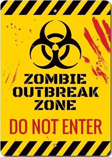 Do Not Enter Sign, Zombie Zone Sign, Zombie Man Cave Metal Sign