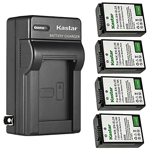 Kastar 4-Pack Battery and AC Wall Charger Replacement for Nikon Z 30 Mirrorless Camera, Z30 Creator Ready Z Series Camera