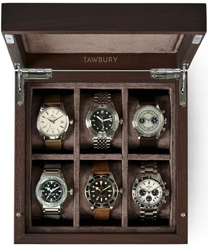 TAWBURY Wooden Watch Box for Men – 6 Watch Box Wood | Wooden Mens Watch Box Rustic | 6 Watch Case for Women & Men | Watch Collection Box for Men | Wrist Watch Storage Case for Men Wood