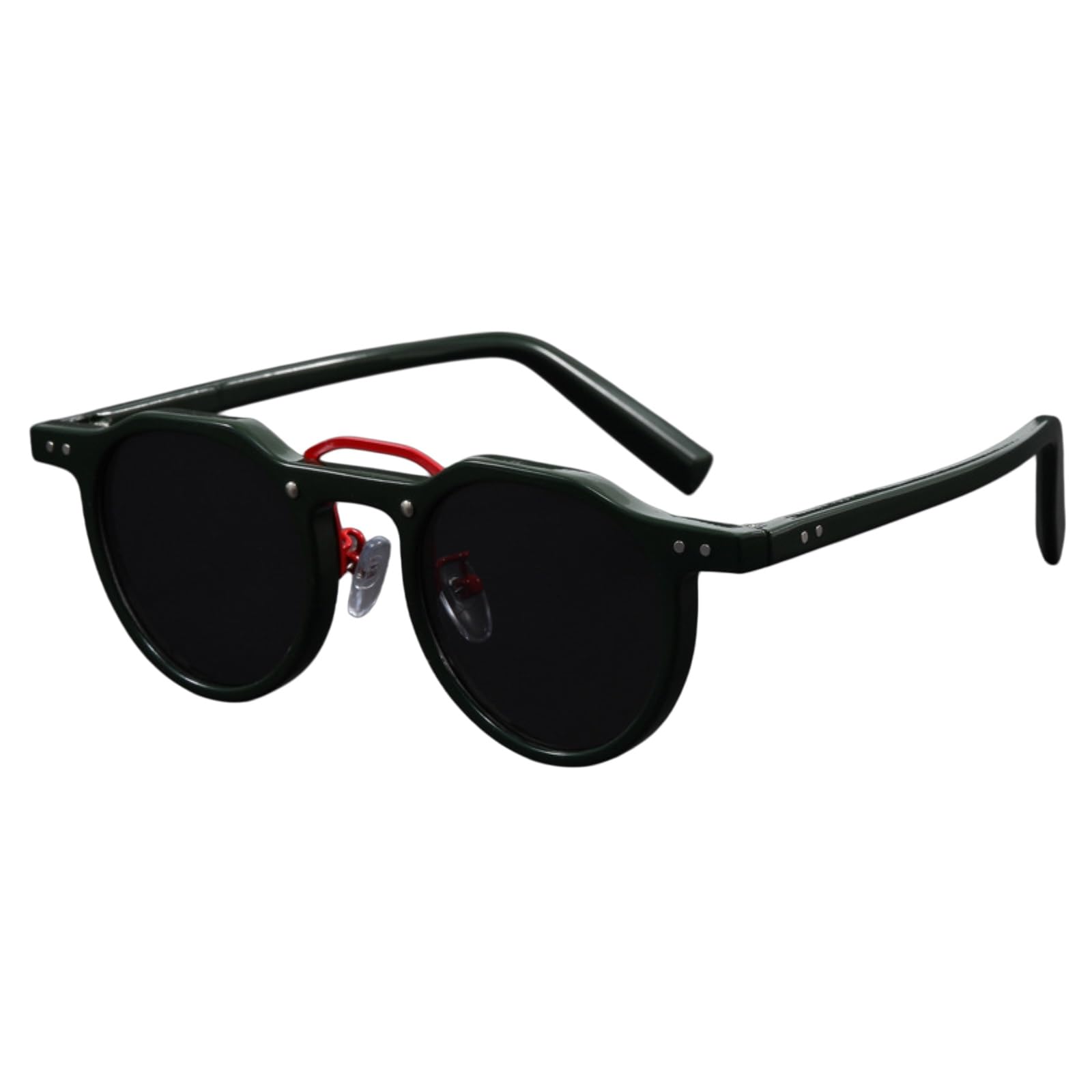 Sonnenbrille Hip-hop Punk Runde Modell Uv400 Retro Unisex Streetwear Mode Brille Stil-Green Grey