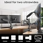 PUTORSEN Heavy Duty Dual Monitor Stand for 17-49 inch Screens up to 20 kg - Premium Aluminum Gas Spring Montior Arm, Full Motion Dual Vertical Monitor Mount with 2 Mounting Type (Black)