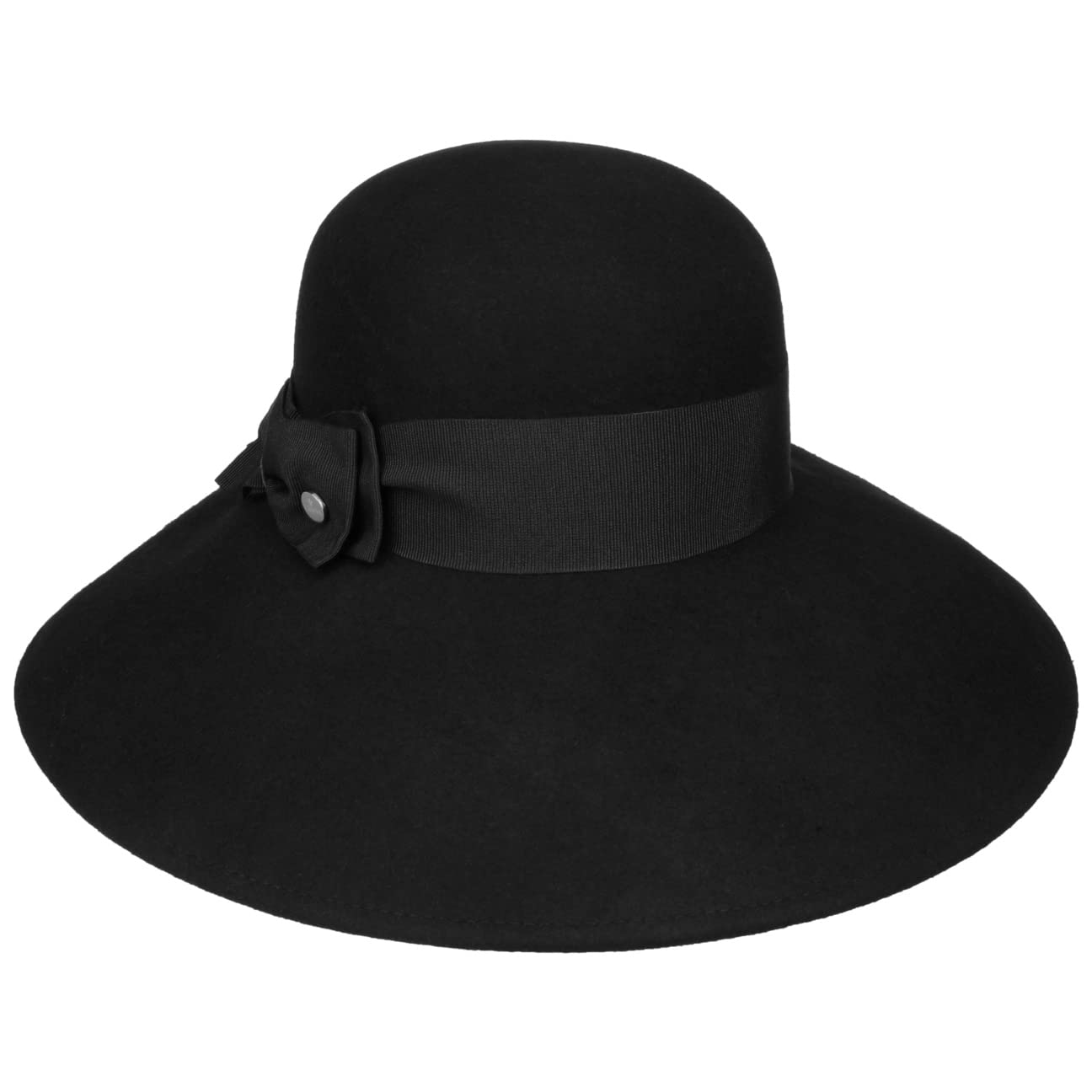 Lierys Florence Flapper Wool Felt Hat Bow Packable Made in Italy Women Autumn Winter Black