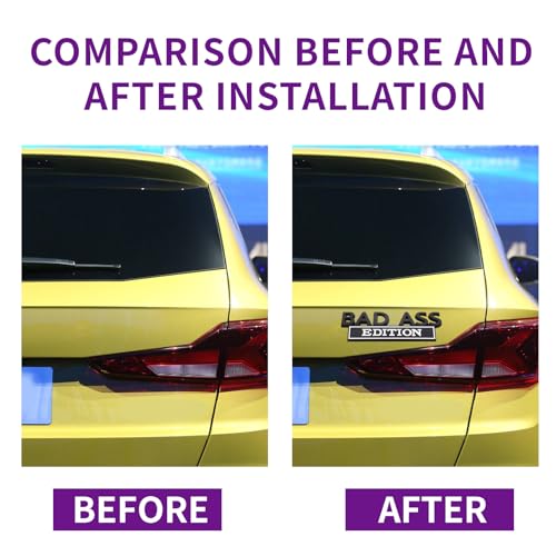Image of Car Modification Label, Bad Ass 3D Fender Badge Decal Car Sticker, Car Funny Modification Label Decal, Car Fender Bumper Sticker Body Sticker Fit for Universal Vehicle(Black /Silver)