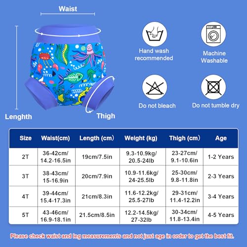 Miniatura 5 de Moemoe Baby Pañal De Natación Reutilizable, Pañales De Natación Impermeables, Bañador Bebe Para Niños Niñas Azul M 3t 3 Años