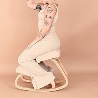 Vista 6 de Sleekform Silla ergonómica de rodillas Taburete mecedora de escritorio para oficina en casa para sentarse activamente, cojines cómodos de madera