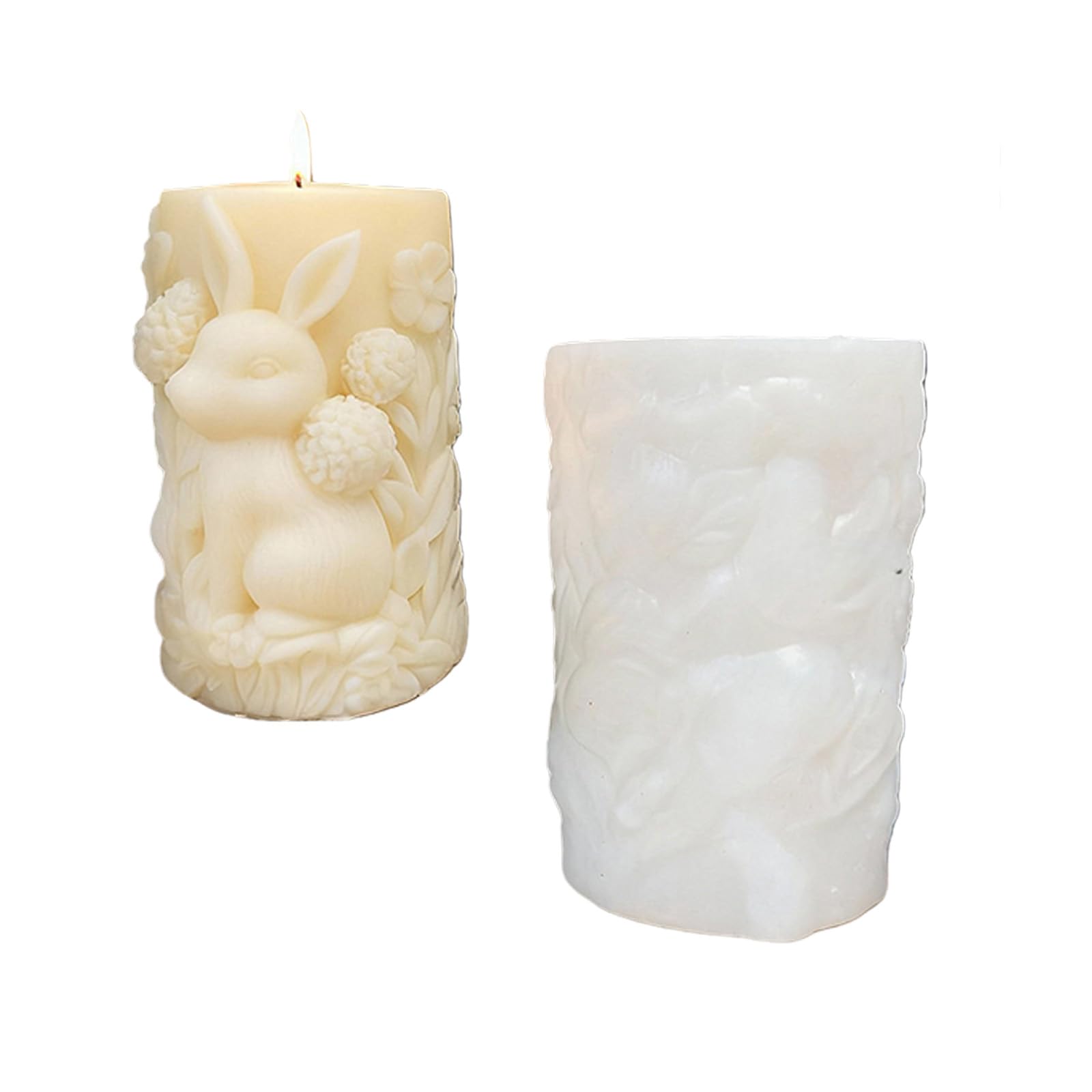 Tsophreniq Hare Embossed Cylindrical Silicone Mold Holiday Silicone for Epoxy Resin Art Soap Making Mold