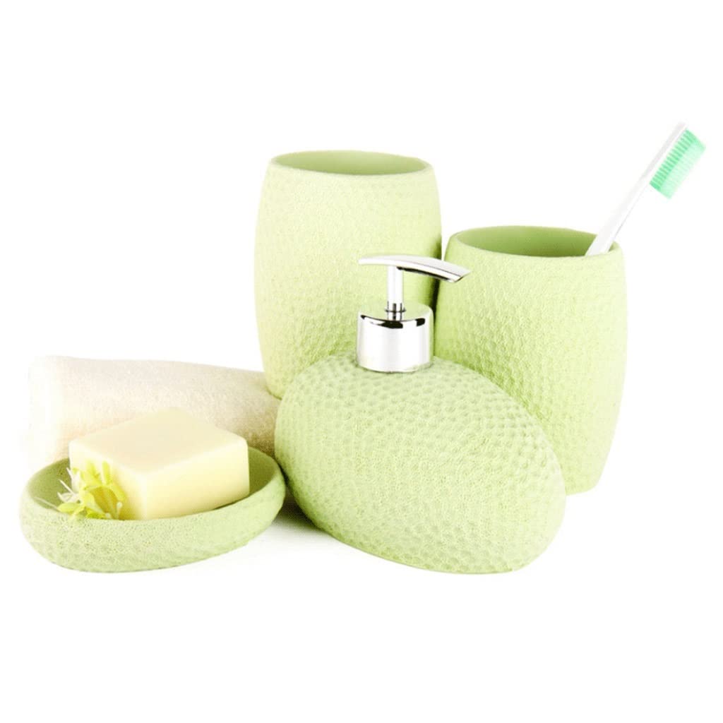 Dispensador de jabón, dispensador de loción de Resina para el hogar, Juego de 4 Piezas de Accesorios de baño, Linda Botella de Bomba de baño 50ml/15.2oz