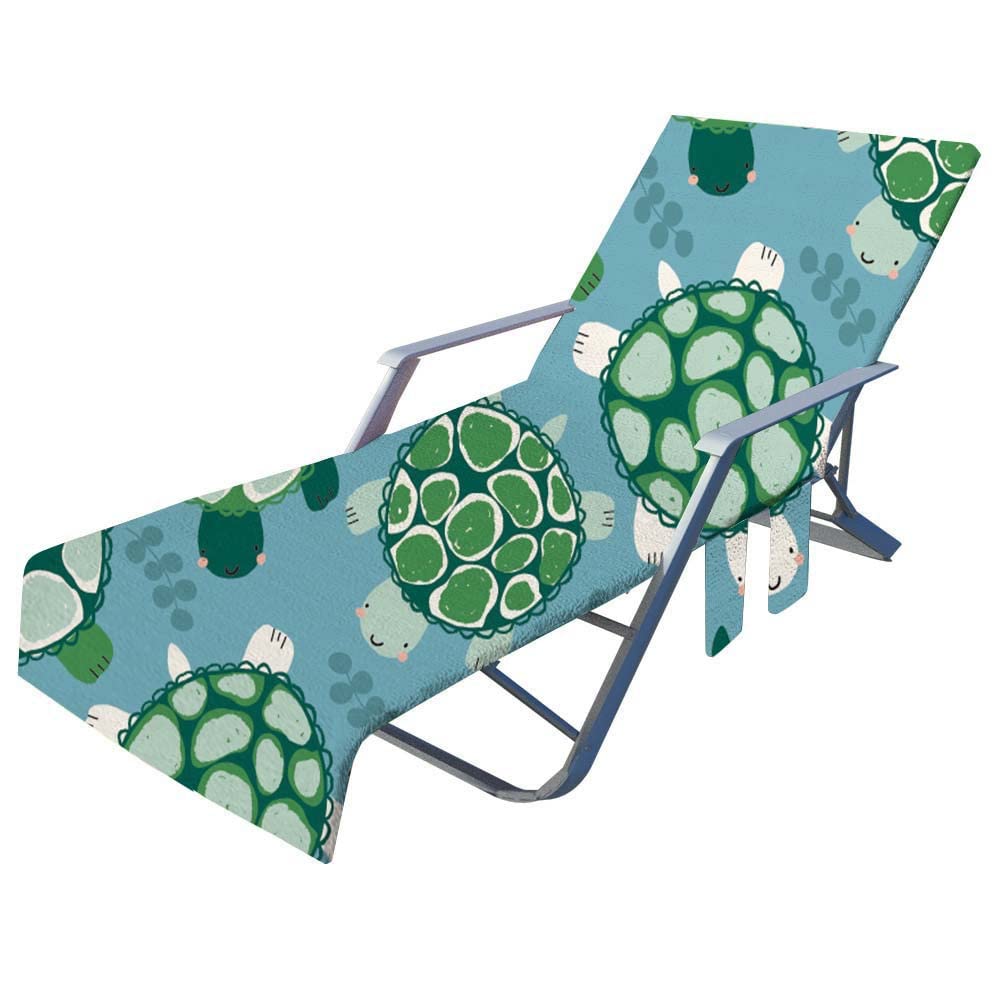 FANSU Sun Lounger Towels with Pockets, 3D ocean Print Beach Towel Chair Cover Sunbed Lounger Cover for Beach Garden Vacation Outdoor Indoors (turtle,75x210cm)