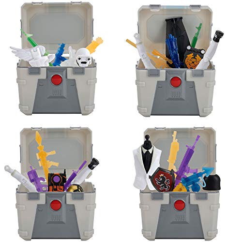 Fortnite Ghost Henchman Chest - Juego de accesorios coleccionables - Incluye 4 cofres de secuaces estilo fantasma, 8 respaldos brillantes, 12 armas translúcidas, 8 piezas de figuras de secuaz