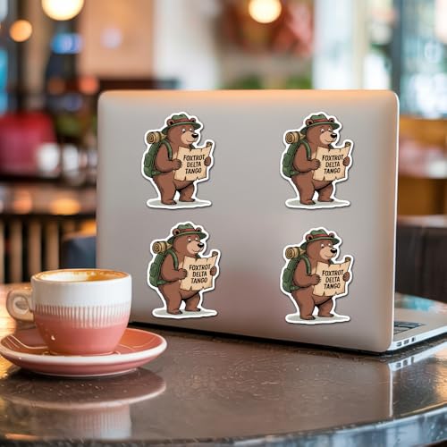 Image of (Pack of 3) Subtle Foxtrot Delta Tango FDT Funny Bear Anti Not My President Liberal Feminist Political Vinyl Stickers for Water Bottles Laptop Bumper Window Car 3 Inches