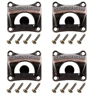 Nifocc Wandmontage, flessenopener, vintage, flessenopener, metaal, flessenopener met gemonteerde schroeven voor bars, restaurants, cafés, terras, keuken, woning, 4 stuks, rood brons