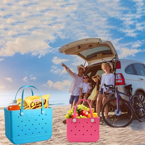 3 Sizes Waterproof Rubber Beach Tote Bag - Large/Medium/Small Waterproof, Sandproof, Washable, Lightweight Travel & Outdoor (Wine Red, Small)4