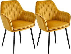 Colenis - Lavinia - Yellow Ochre - Set of 2 - Modern Dining Chair Kitchen Chair in Velvet and Metal