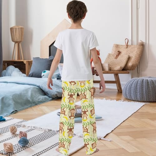 Boy's Pants Funny Animal Monkey Banana Jogger Pants Elastic Waist Long Bottoms Trousers with Pockets 6-14 Years3