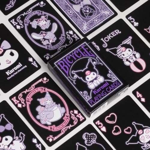 Image of Bicycle Hello Kitty Playing Cards Bundle, Sanrio Black & Pink Hello Kitty and Kuromi Collectible Deck of Cards
