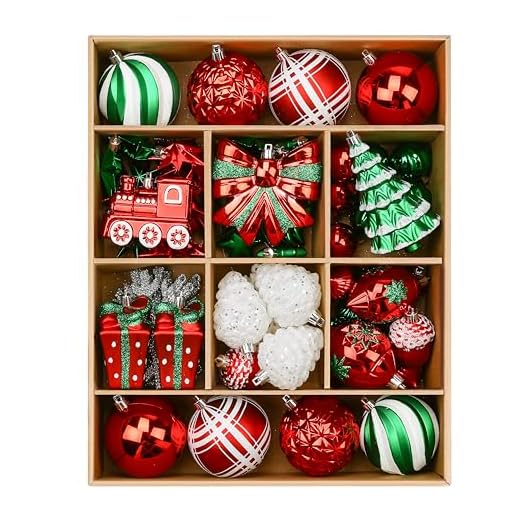 Alupssuc 82pcs Christmas Balls Ornaments Set, Delightful Classic Gift Set, Shatterproof Plastic Decor for Xmas Tree Holiday Wedding Party Decorations with Hanging Strings, Red, Green and White