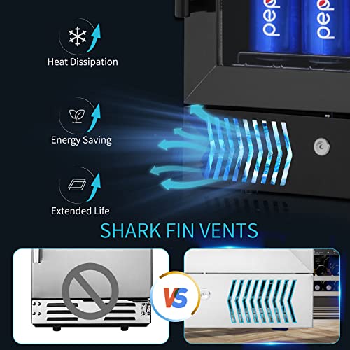 Kognita 15" Wine Cooler Under Counter Beverage Refrigerator, Free Standing Glass Door Mini Beer Fridge Holds Up To 115 Cans, Removable Shelves, Touch Control, Digital Temperature Display (Black) #TOP1