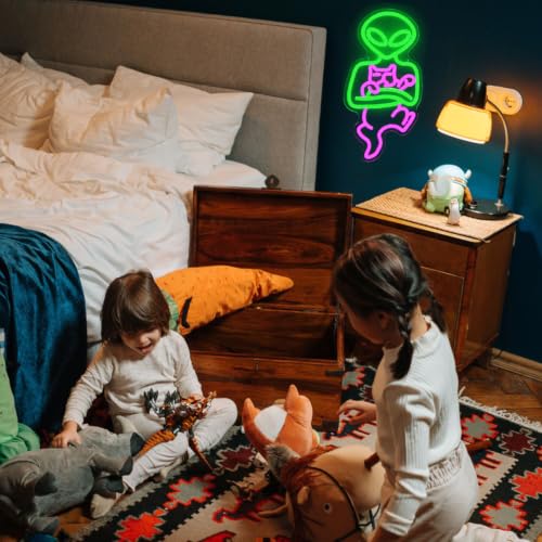 Image of Alien Cat Neon Sign Dimmable LED LED Light for Bedroom Man Cave Bar Decor