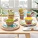 Tunisian Sunset 16-Piece Ceramic Dinnerware Set, Service for 4 – Colorful Boho Plates, Bowls & Mugs with Global Floral Patterns for Everyday Dining, Entertaining & Eclectic Kitchen Décor