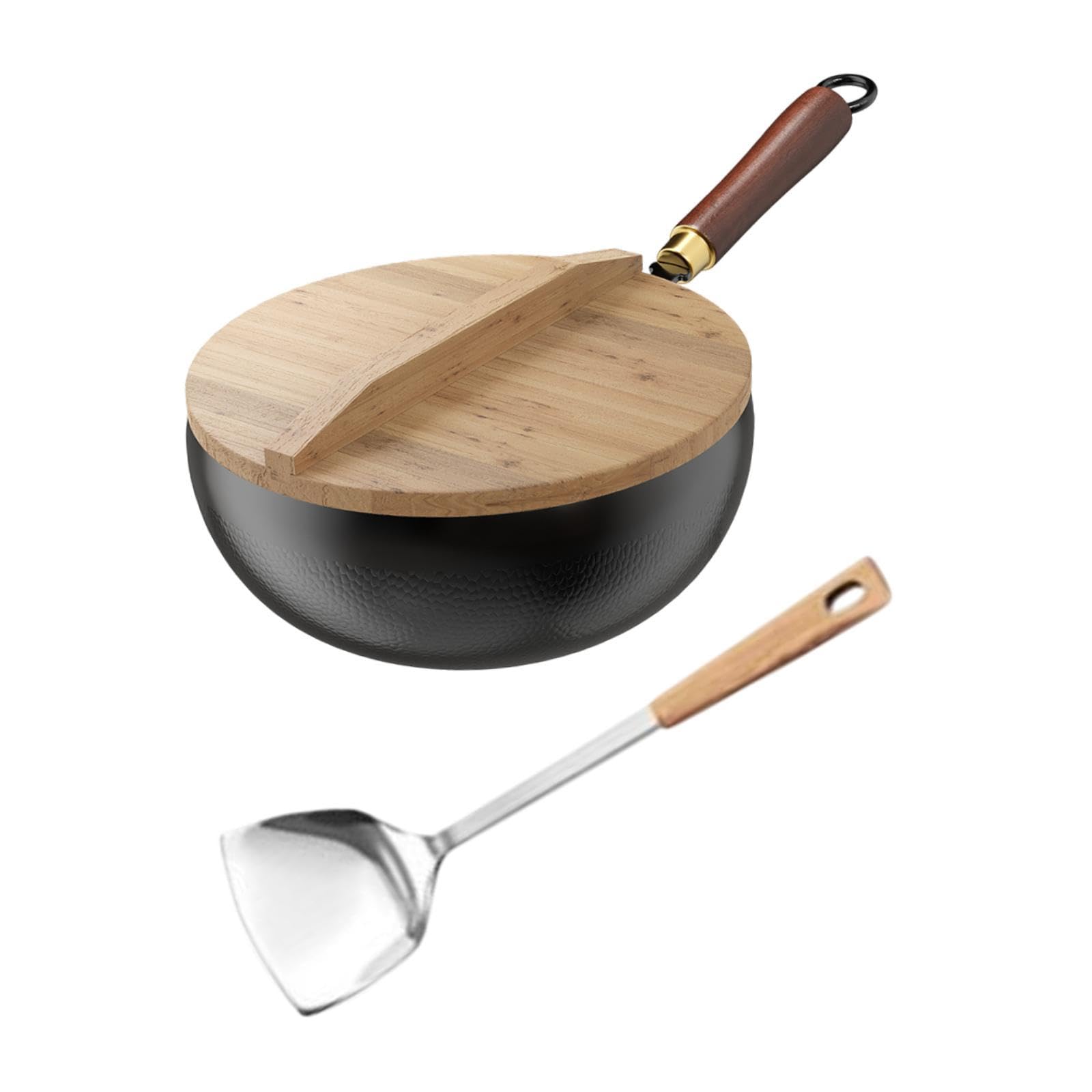 MERISHOPP Nonstick Wok No Coating with Hanging Hook Cooking Pot for Hotel Kitchen Home 20cm| Nonstick Wok | Kitchen | Cookware-image-43