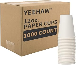 YEEHAW Coffee Cups [12 oz 1000 pack], White Disposable Paper Cups, To Go Hot Cups for Coffee, Hot Liquid, Chocolate, Juice, Tea, Hot/Cold Beverage Drinking Cup, Ideal for Cafes, Bistros, Businesses