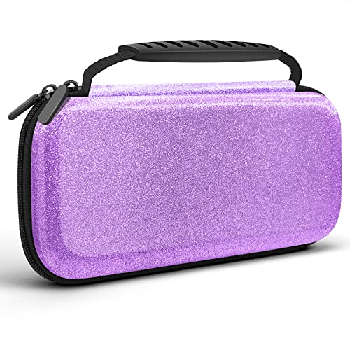 Image of Glitter Carrying Case for Nintendo Switch and Switch OLED Console,Purple Hard Travel Case Shell Pouch for Nintendo Switch Console & Accessories,Protective Carry Case Compatible with Nintendo for Girls