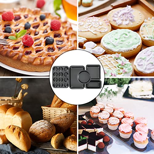 Baking Pans Nonstick Set, 5-Piece Bakeware Sets With Round/Square Cake Pan, Muffin Pan, Loaf Pan, Roast Pan, Baking Sheets For Oven Nonstick, Mobzio Kitchen Cookware Sets Baking Supplies #TOP2