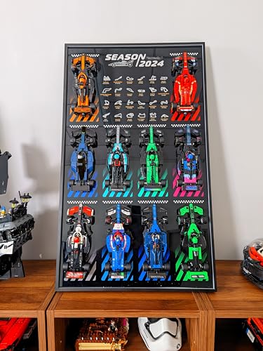 Image of WETCEAOM Display Wallboard for Lego Speed Champions 10-in-1 F1 Car 77242,77243,77244,77245,77246,77247,77248,77249,77250,77251, Ideas for Lego Car Wall Mount Frame Lover, Models not Included (Black)