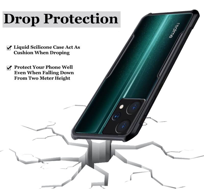 Image of A rtistque Clear Hard Transparent Acrylic Armor Anti-Drop Shockproof TPU Edge Back Cover Case for Realme 9 Pro 5G - Black