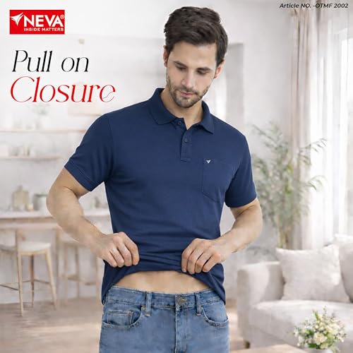 Image of NEVA Men's Regular Fit Half Sleeve Polo Neck T-Shirt with Chest Pocket