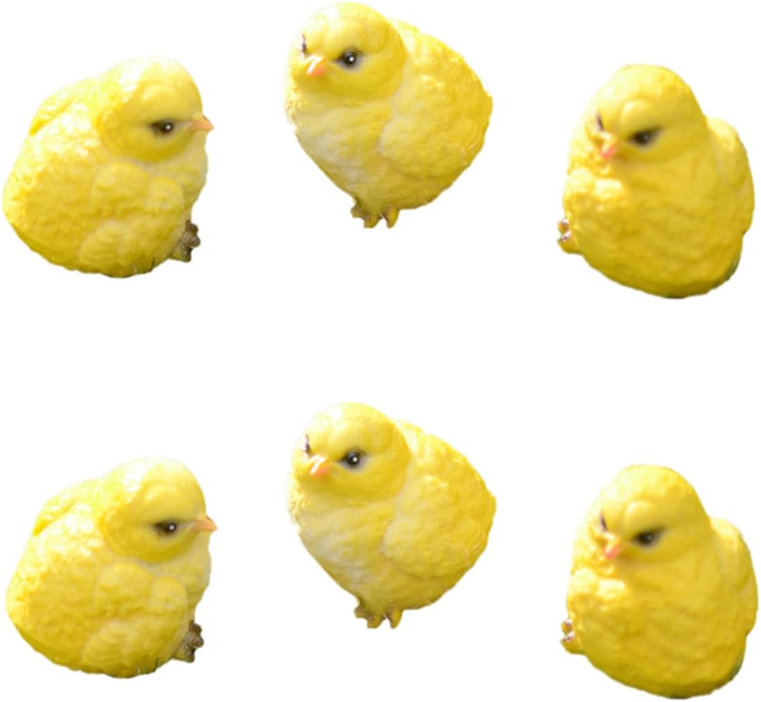 GALPADA 6pcs Realistic Animal Chick Model Resin Chick Ornaments Decorative for Courtyard Garden