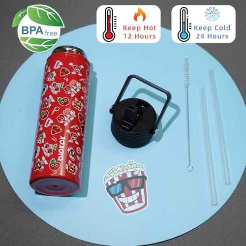 Image of BJPKPK Insulated Water Bottle, 22oz Stainless Steel with Straw Lid
