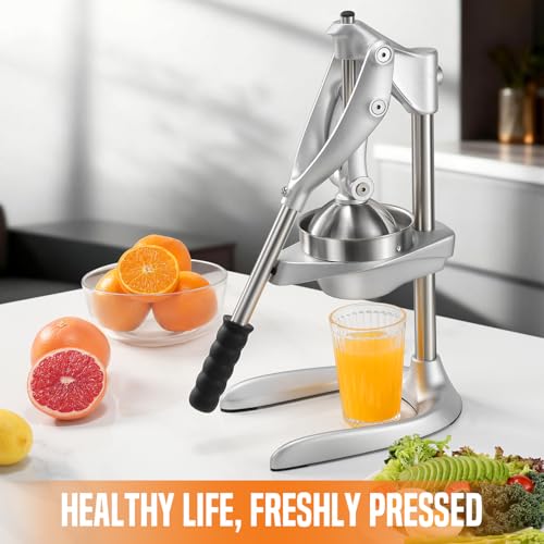 Manual Juicer, AMOHEE Stainless Steel Orange Juicer Squeezer for Citrus Lemon Pomegranate, Easy to Use & Clean Countertop Hand Press — view 2