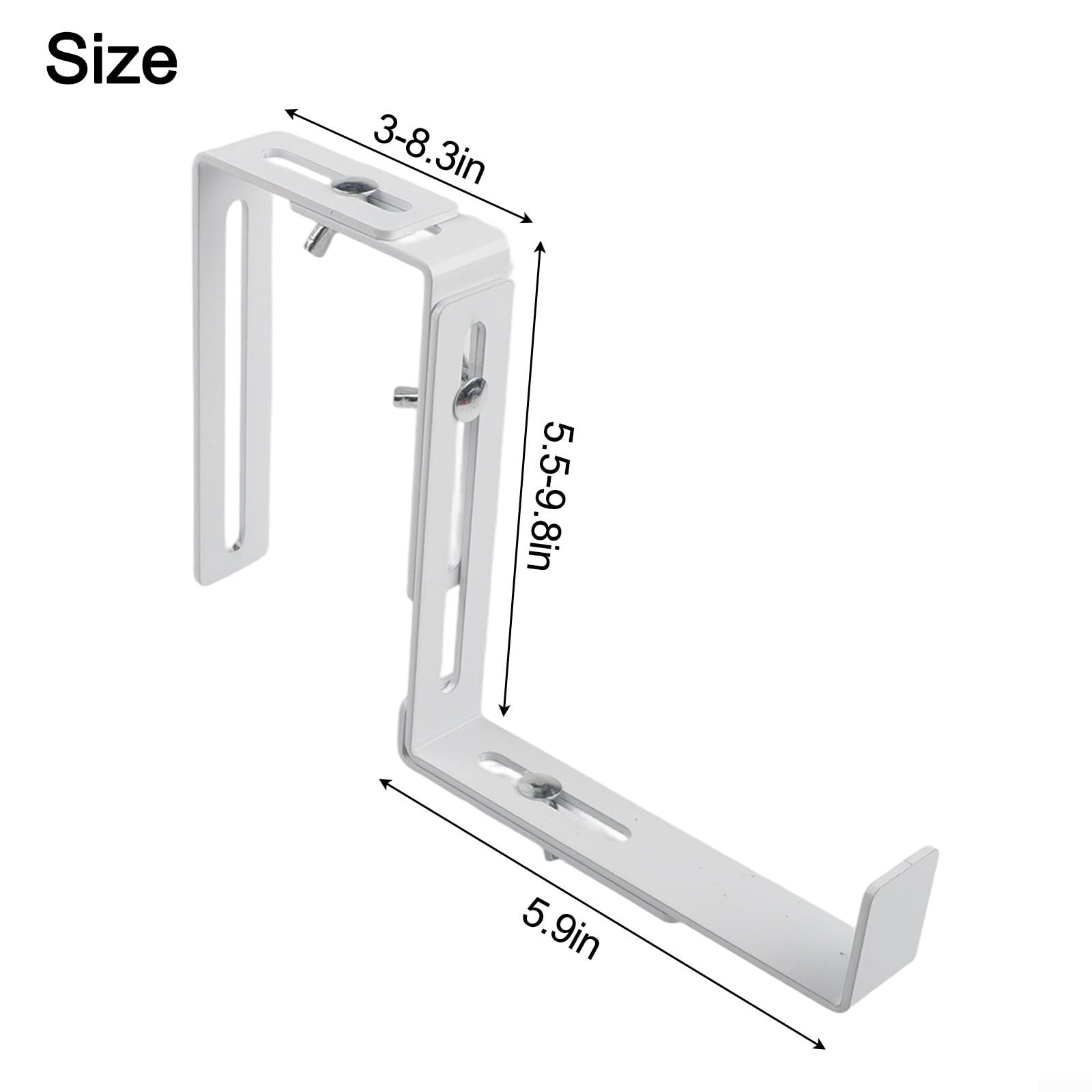 2 Stück verstellbare Kastenhalterung ohne Bohren Eisengeländer Pflanzenständer Balkon Garten Topfhaken Outdoor Hängekorb Unterstützung Weiß Metallgestell mit Edelstahlschrauben für Terrassenzaun