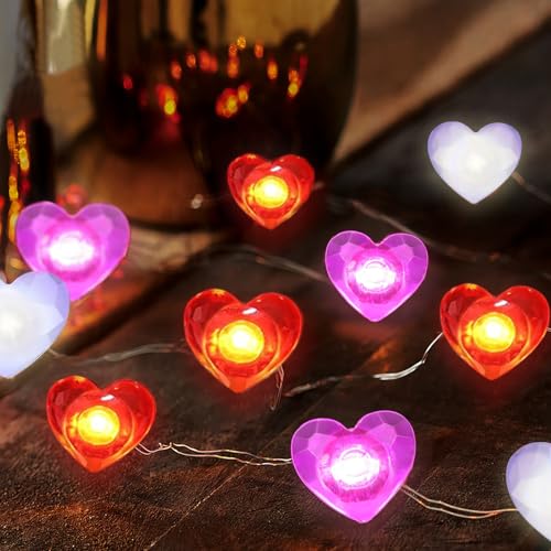 KEPABIGLE Heart String Lights 10FT 30 LED Romantic Valentine's Day Fairy Light for Decorating...