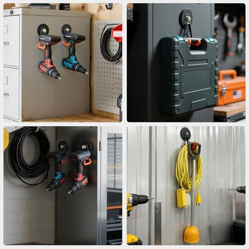 Image of MUTUACTOR Updated Strong Magnetic Hooks Heavy Duty,20lbs Anti-Scratch Powerful Garage Magnet Hook,2PCS Anti-Slip Magnetic Tool Hooks for Organizing Cordless Impact Drivers Garden Shovel Tool Box