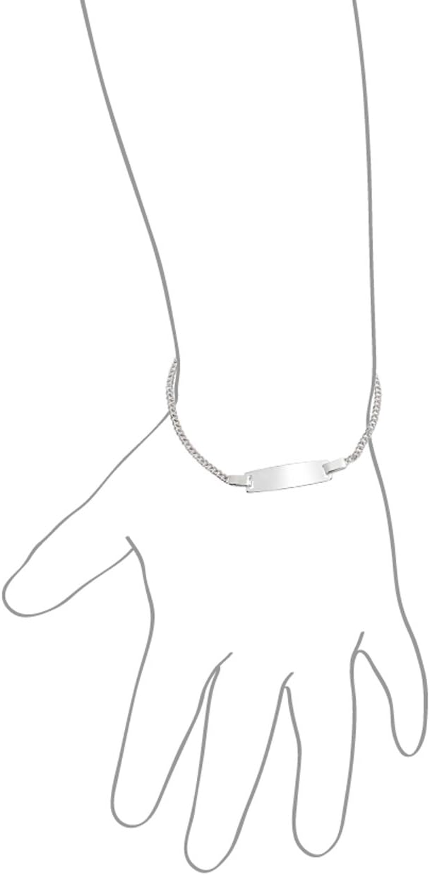 Dainty Virgin Mary Personalize Thin Religious Identification ID Bracelet Figaro or Curb Cuban Chain Link .925 Silver Sterling Small Wrist 6,7 Inch