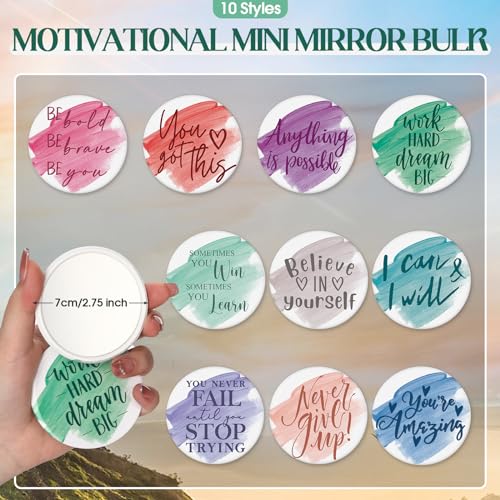 Vercraft SIG-VERCRAFT-0511 20 Pcs Employee Appreciation Gifts 10 Inspirational Canvas Makeup Bags 10 Compact Mirrors Bulk Gifts Cosmetic Bags Round Portable Pocket Mirror Thank You Gifts thumb #2