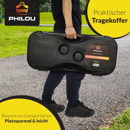 Foto von PHILOU Badminton Netz höhenverstellbar - Tennis & Federball Netz Set - 3-in-1 Federball Netz für Garten - mobiles Federballnetz, Tennisnetz Outdoor