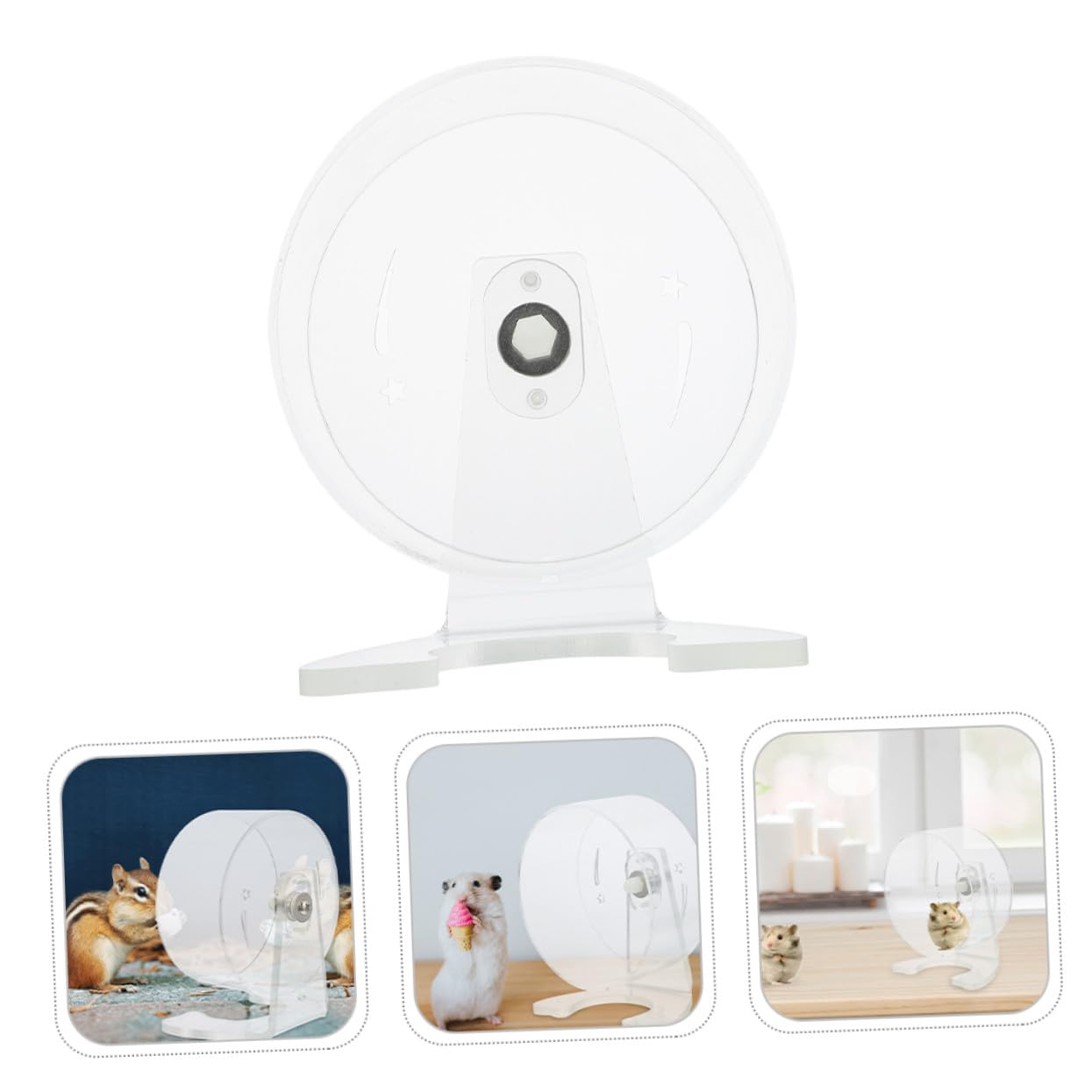 Rueda de Ejercicio para Hámster Silenciosa Soporte Diseño Transparente para Jerbos Ratones y Pequeños Roedores Fácil de Instalar y Espaciosa para Actividad Saludable