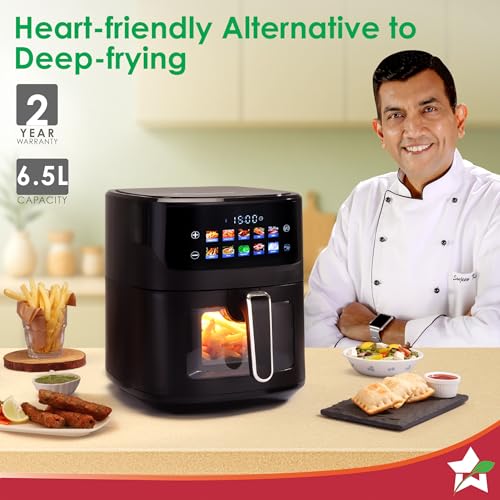 Wonderchef Evita Digital Air Fryer, 1600W, 6.5 L, Rapid Hot Air Technology, 10 Pre-set Menus, Non-stick Basket, In-built Memory, Customised Time & Temperature Control, Fry, Bake, Grill, 2-Yr Warranty view 2