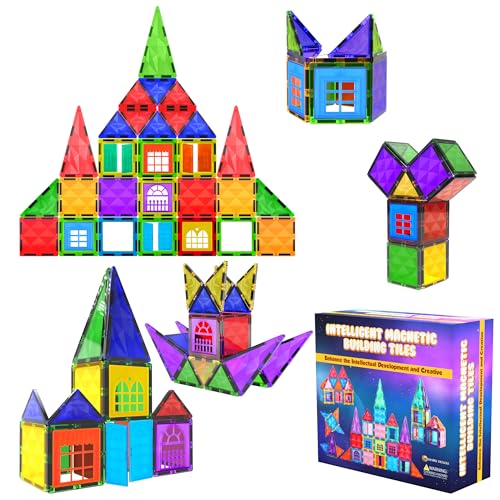 Desire Deluxe Juguete de Bloques de Construcción Magnéticos – Bloques Magnéticos Educativos Stem para Niños, Aprendizaje Creativo Sensorial Montessori para Bebés y Niños de 3+ Años – 42 Piezas