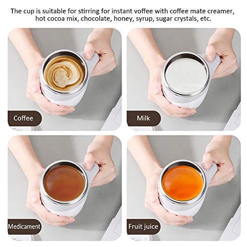ALEOHALTER Mixing Coffee Mug Self Stirring Mug, Automatic Magnetic Stirring Coffee Mug Stainless Steel Cup Hot Drink Mixer for Hot Cocoa,Chocolate,Mocha,Matcha,Milo(White) - Image 2