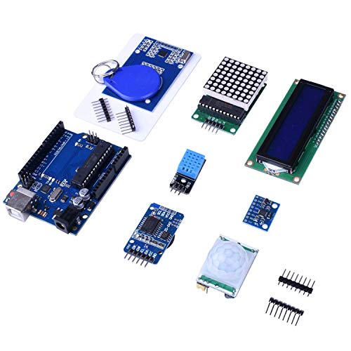 Quimat Project Complete Ultimate Starter Kit Compatitable with ArduinoIDE,Development Board,Expansion Board,LCD1602, HC-SR501, Ultrasonic Sensor Module with Bracket and Tutorial (69 Items) QK27