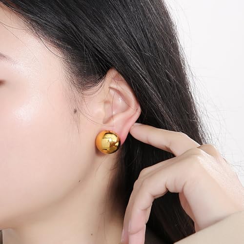 Gold Silver Half Ball Stud Earrings High Polished Round Earrings Trendy Jewelry for Women 20mm/18MM/16MM/12MM Balls2