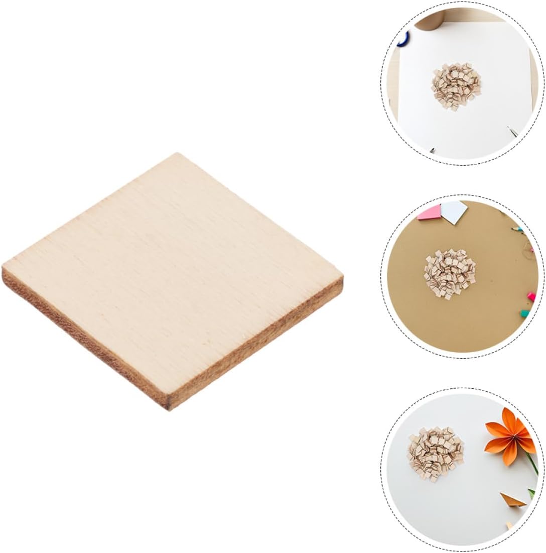 Sewroro 500pcs 25mm Unfinished Basswood Blocks for Crafts, 2mm Thick Wooden Pieces for Painting, Engraving, Wood Burning, DIY Art Projects and Creativity