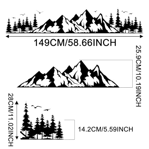 Image of TOMALL 1 Pair Fir Mountain Forest Vinyl Decals for Car Body Door Sides Universal Waterproof Tree Graphic Stickers Decoration for Travel Trailer Camper Vehicles SUV Truck Off-Road (Medium-Black)