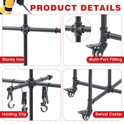 AceOrbit Hockey Drying Rack Ice Hockey Gear Drying Stands Tactical Work Equipment Stands Metal Sports Gear Dry Rack Storage for Storing Sports Equipment(Black) by AceOrbit - Image 3
